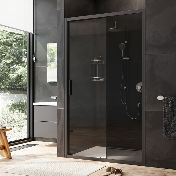 Душевая дверь AM.PM Gem 120 W90G-120-1-195BG профиль Черный матовый стекло тонированное-прозрачное Душевая дверь AM.PM Gem 120 W90G-120-1-195BG профиль Черный матовый стекло тонированное-прозрачное