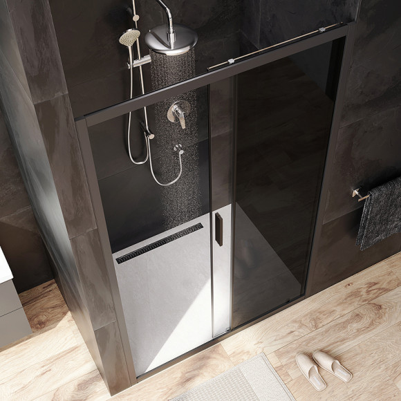 Душевая дверь AM.PM Gem 120 W90G-120-1-195BG профиль Черный матовый стекло тонированное-прозрачное Душевая дверь AM.PM Gem 120 W90G-120-1-195BG профиль Черный матовый стекло тонированное-прозрачное