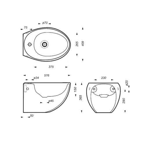 Биде Sanita Luxe Ringo BD.WH/Ringo/C/WHT.G/S1 подвесное Белое