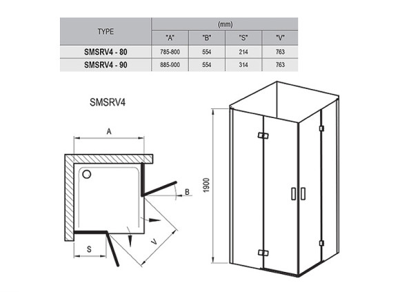 Душевой уголок Ravak Smartline SMSRV4-80 80x80 1SV44A00Z1 профиль Хром стекло Transparent Душевой уголок Ravak Smartline SMSRV4-80 80x80 1SV44A00Z1 профиль Хром стекло Transparent