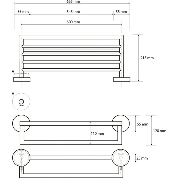 Полка для полотенец Bemeta Neo 104205075 Нержавеющая сталь Полка для полотенец Bemeta Neo 104205075 Нержавеющая сталь