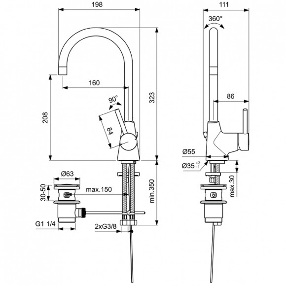 Смеситель для раковины Ideal Standard Ceraline BC195AA Хром Смеситель для раковины Ideal Standard Ceraline BC195AA Хром