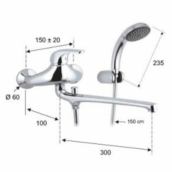 Смеситель для ванны Remer Project P49 универсальный Хром Смеситель для ванны Remer Project P49 универсальный Хром