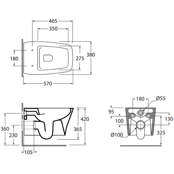 Унитаз Azzurra Hera HEVKSPE00000BI подвесной без сиденья