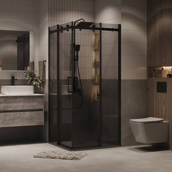 Душевой уголок Grossman Classic 80х80 300.K33.04.8080.21.10 профиль Черный матовый стекло тонированное Душевой уголок Grossman Classic 80х80 300.K33.04.8080.21.10 профиль Черный матовый стекло тонированное