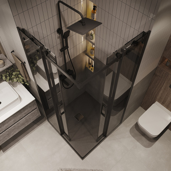 Душевой уголок Grossman Classic 80х80 300.K33.04.8080.21.10 профиль Черный матовый стекло тонированное Душевой уголок Grossman Classic 80х80 300.K33.04.8080.21.10 профиль Черный матовый стекло тонированное