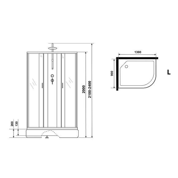 Душевая кабина Niagara Classic 130х90 L NG-33394-14LBKTG с гидромассажем Душевая кабина Niagara Classic 130х90 L NG-33394-14LBKTG с гидромассажем