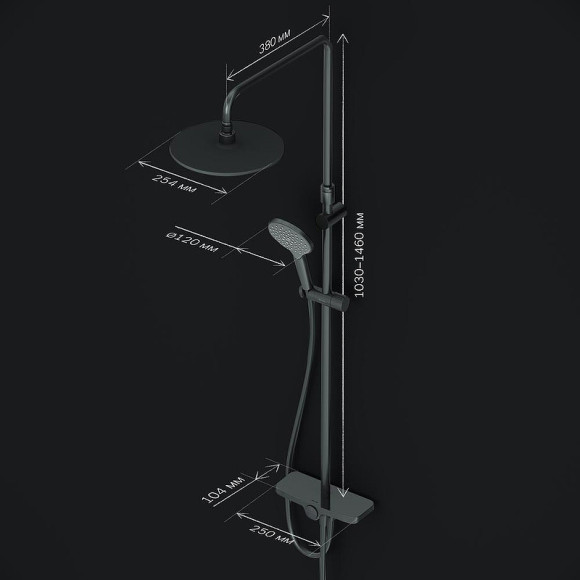 Душевая система AM.PM Like F0780222 Черная матовая Душевая система AM.PM Like F0780222 Черная матовая