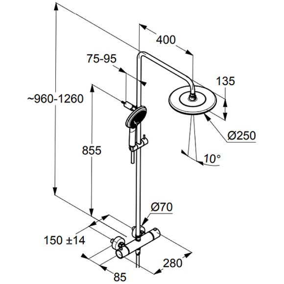 Душевая система Kludi Freshline 6709205-00 Хром
