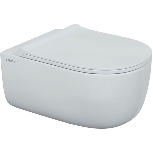 Комплект унитаза Berges Ego XL Rimless с инсталляцией Atom Line 043357 с сиденьем Микролифт и Черной SoftTouch клавишей смыва