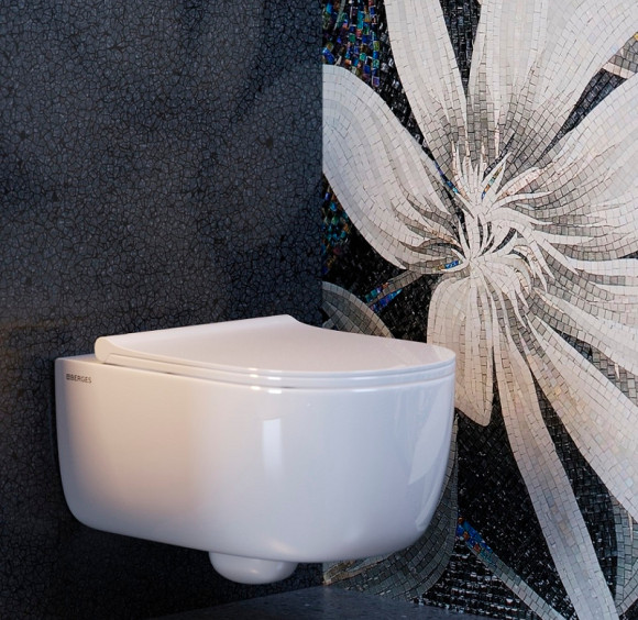 Комплект унитаза Berges Ego XL Rimless с инсталляцией Atom Line 043357 с сиденьем Микролифт и Черной SoftTouch клавишей смыва