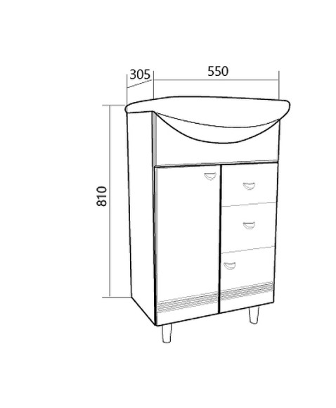 Тумба под раковину 1MarKa Story 55Н R У99316 Белый глянец