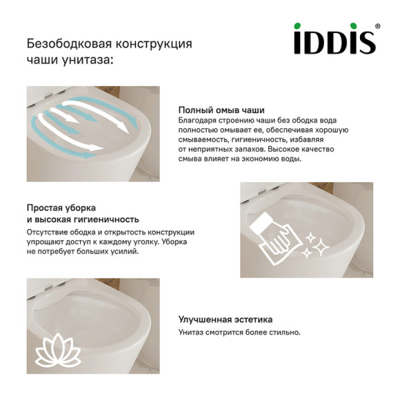 Унитаз Iddis Calipso Rimless CALRDSEi26 приставной с сиденьем Микролифт