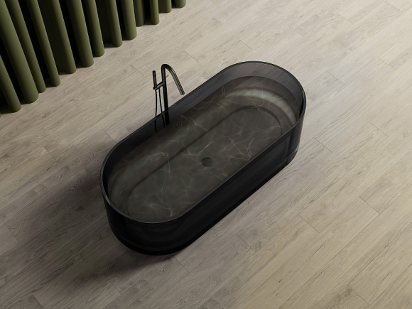 Ванна из полиэфирной смолы Abber Kristall 170х75 AT9708Onyx Черная без гидромассажа