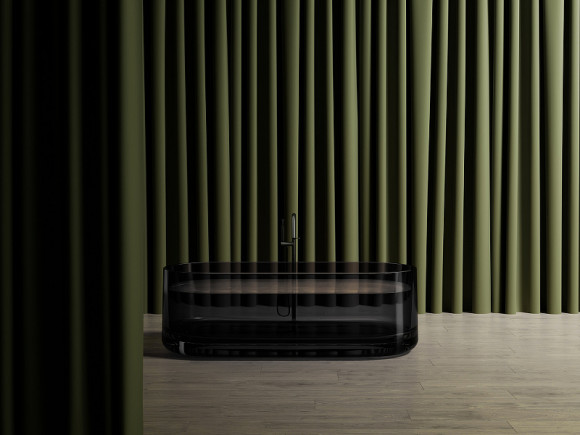 Ванна из полиэфирной смолы Abber Kristall 170х75 AT9708Onyx Черная без гидромассажа