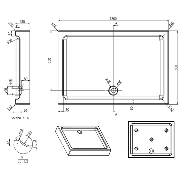 Акриловый поддон для душа Azario 120х80 P1812 R/L Белый Акриловый поддон для душа Azario 120х80 P1812 R/L Белый