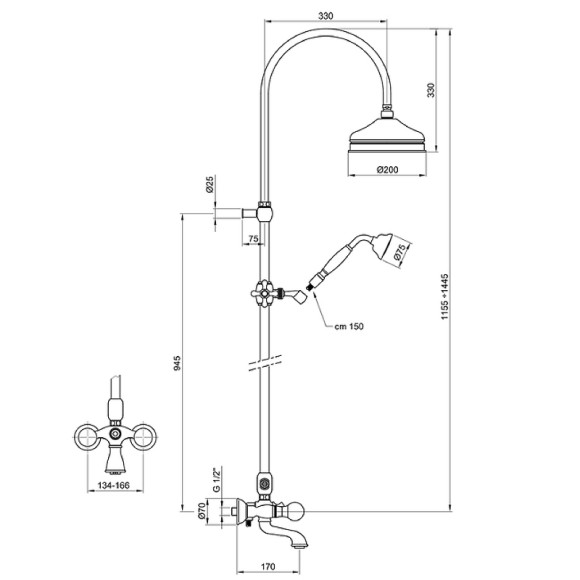 Душевая система Webert Karenina KA721208010 Золото Душевая система Webert Karenina KA721208010 Золото