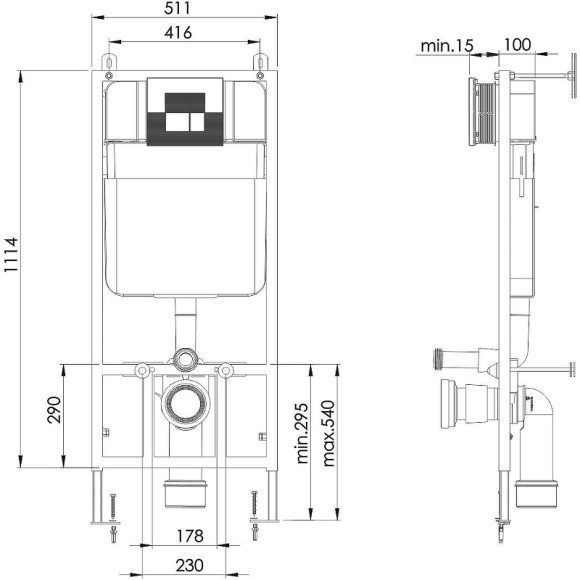 Инсталляция Grossman 900.T1.01.000 для унитаза без клавиши смыва Инсталляция Grossman 900.T1.01.000 для унитаза без клавиши смыва