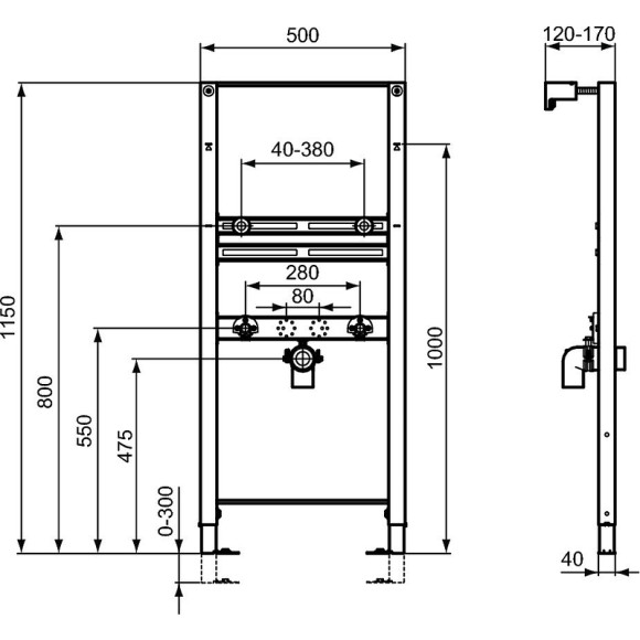 Инсталляция Ideal Standard Prosys R010267 для раковины Серая Инсталляция Ideal Standard Prosys R010267 для раковины Серая