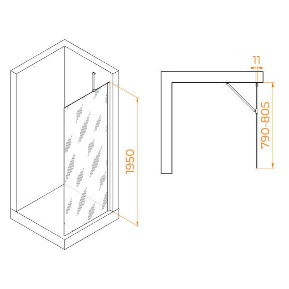 Душевая перегородка RGW Walk In WA-102Gb 80 351010208-16 профиль Золото брашированное стекло прозрачное Душевая перегородка RGW Walk In WA-102Gb 80 351010208-16 профиль Золото брашированное стекло прозрачное