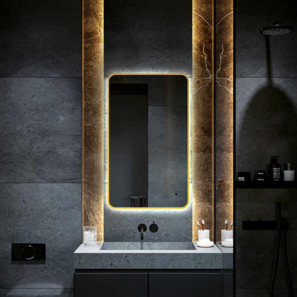 Зеркало Abber See 60 AG6112SCG с подсветкой Золото с бесконтактным выключателем и диммером