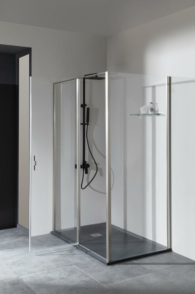 Душевая стенка Allen Brau Priority 100 3.31047.BA профиль Серебро браш стекло прозрачное