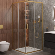 Душевой уголок Cezares Molveno 100x100 MOLVENO-A-2-100-C-BORO-IV профиль Брашированное золото стекло прозрачное