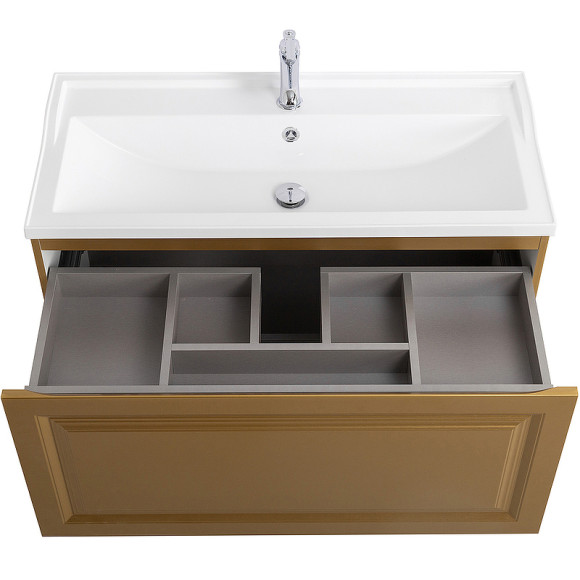 Тумба под раковину Cezares Giubileo 100 GIUBILEO-N-100-1C-SO-BORO-P подвесная Брашированное золото