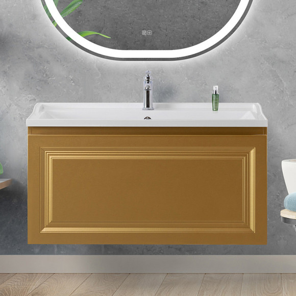 Тумба под раковину Cezares Giubileo 100 GIUBILEO-N-100-1C-SO-BORO-P подвесная Брашированное золото