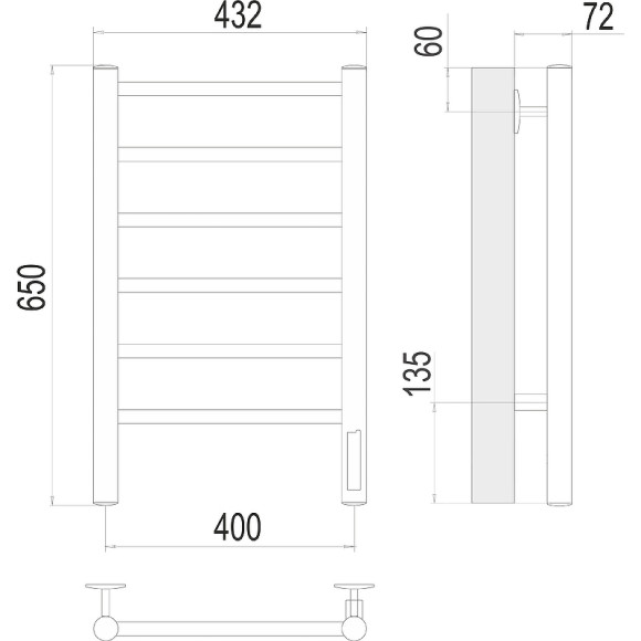 Электрический полотенцесушитель Terminus Аврора П6 400х650 4670078531148 Хром