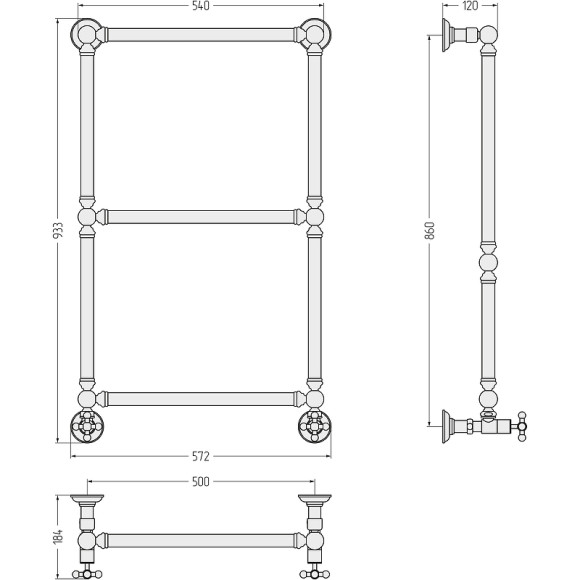 Водяной полотенцесушитель Сунержа Ренессанс 1304 860х500 00-0280-8650 Хром