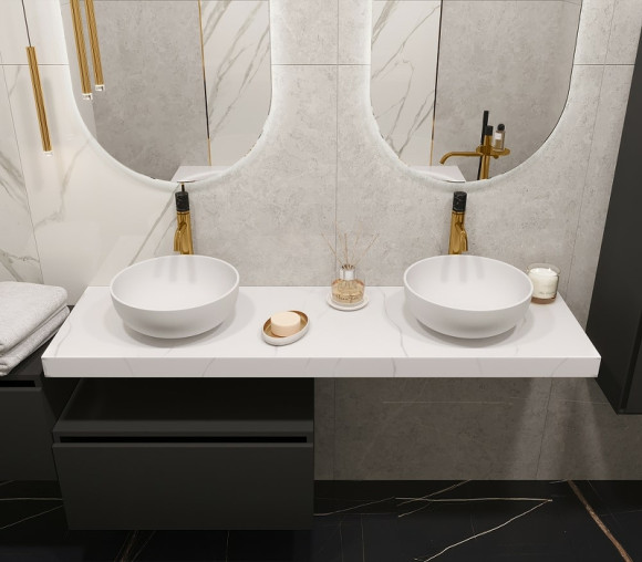 Столешница под раковину Boheme Armadi Art Flat 160 869-160-CLCT Белый мрамор