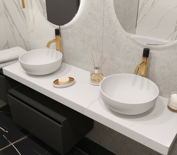 Столешница под раковину Boheme Armadi Art Flat 160 869-160-CLCT Белый мрамор