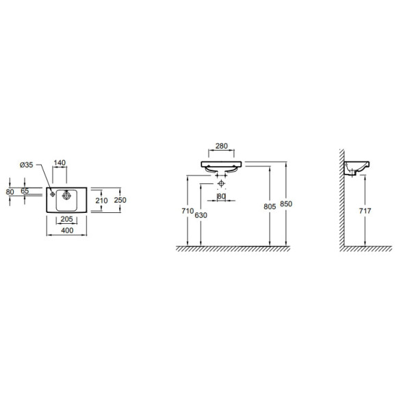 Раковина Jacob Delafon Odeon Up 40 E4759G-00 Белая