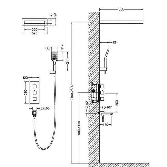 Душевая система Timo Petruma SX-5079/00SM с термостатом Хром Душевая система Timo Petruma SX-5079/00SM с термостатом Хром
