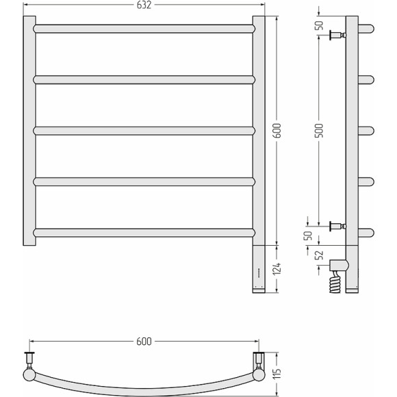Электрический полотенцесушитель Сунержа Галант 3.0 600x600 R 31-5801-6060 Черный матовый