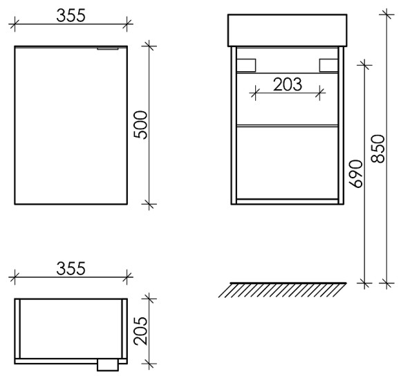 Тумба под раковину Sancos Mini 37 R MN35EGR подвесная Дуб Галифакс натуральный