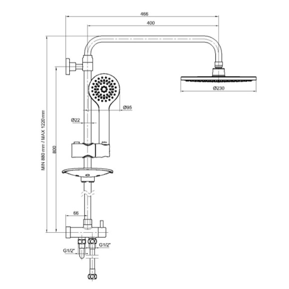Душевая система E.C.A. Luna 102158032EX Хром Душевая система E.C.A. Luna 102158032EX Хром