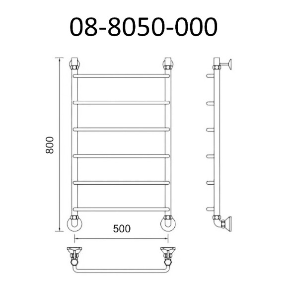 Водяной полотенцесушитель Маргроид Вид 8 800x500 08-8050-000 Хром