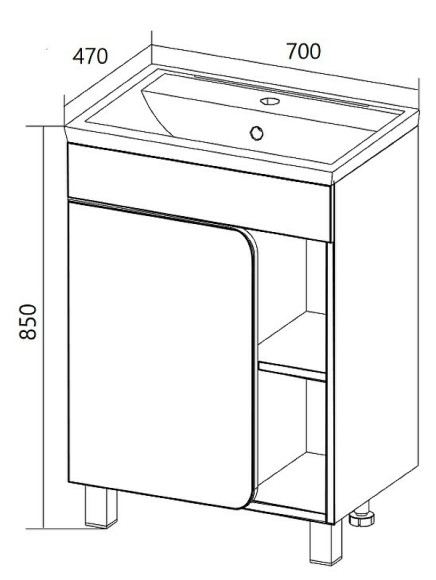 Тумба под раковину 1MarKa Nuvo 70 У76063 Дуб сонома