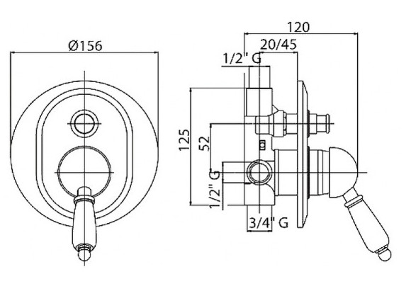 Смеситель для душа Cezares Vintage VINTAGE-VDIM-01-Sw Хром