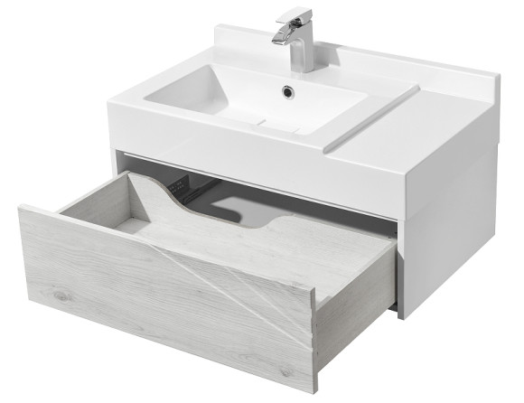 Тумба под раковину Aquaton Сакура 80 1A236401SKW80 подвесная Ольха наварра Белый глянец
