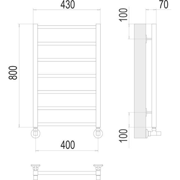 Водяной полотенцесушитель Terminus Контур П7 400х800 4670078529640 Хром, нижнее подключение, G 1/2" ВР, с угловым соединением Водяной полотенцесушитель Terminus Контур П7 400х800 4670078529640 Хром, нижнее подключение, G 1/2" ВР, с угловым соединением