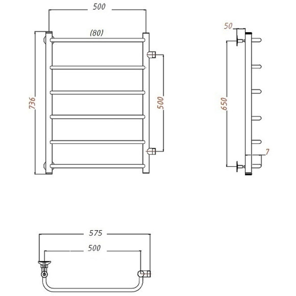 Водяной полотенцесушитель Тругор Идеал ПМ 1 50x80 Хром