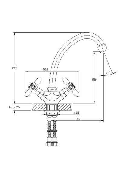 Смеситель для кухни Haiba HB4927 Хром Смеситель для кухни Haiba HB4927 Хром