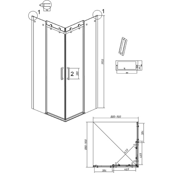Душевой уголок Grossman Classic 90х90 300.K33.04.9090.21.00 профиль Черный матовый стекло прозрачное Душевой уголок Grossman Classic 90х90 300.K33.04.9090.21.00 профиль Черный матовый стекло прозрачное