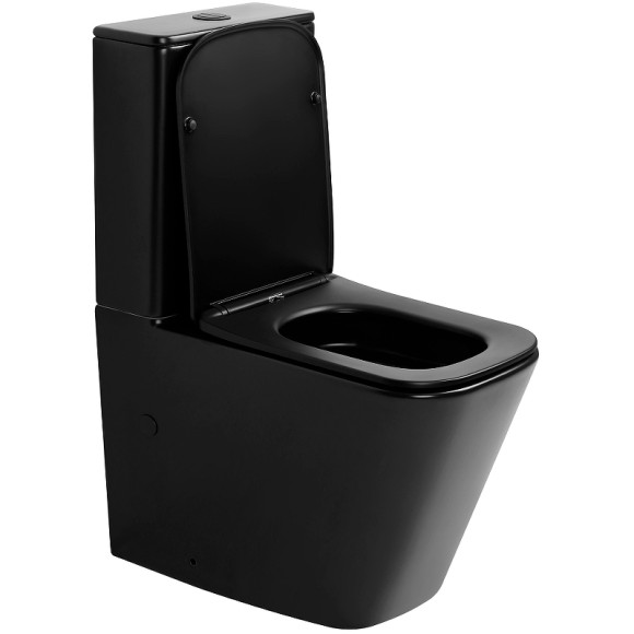 Унитаз компакт Abber Rechteck AC1210TMB Черный матовый с бачком и сиденьем Микролифт Унитаз компакт Abber Rechteck AC1210TMB Черный матовый с бачком и сиденьем Микролифт