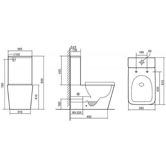 Унитаз компакт Abber Rechteck AC1210TMB Черный матовый с бачком и сиденьем Микролифт Унитаз компакт Abber Rechteck AC1210TMB Черный матовый с бачком и сиденьем Микролифт