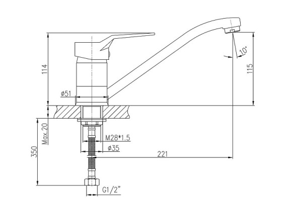 Смеситель для кухни Haiba HB4963 Хром