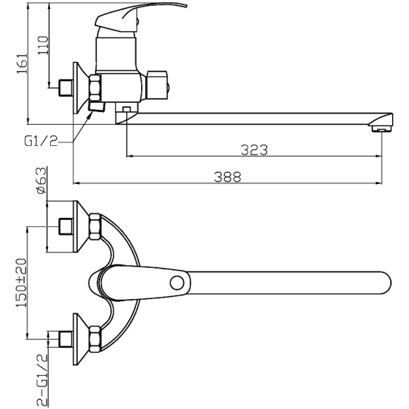 Смеситель для ванны Agger Glad A1521100 универсальный Хром